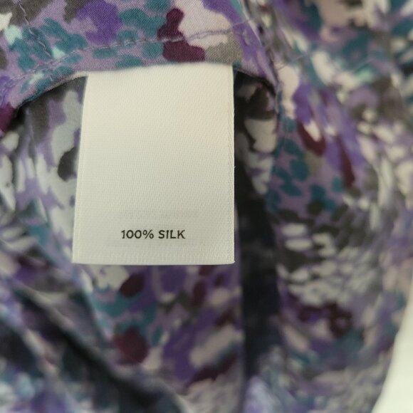 Halogen Encore Womens Top 18W Plus Sleeveless Silk Blue Floral Watercolor WAT61E - Picture 8 of 9